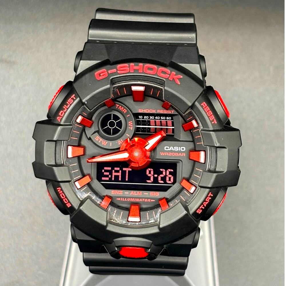 Casio G-Shock GA-700BNR-1A Ignite Red Blackout Analog Digital Watch NIB